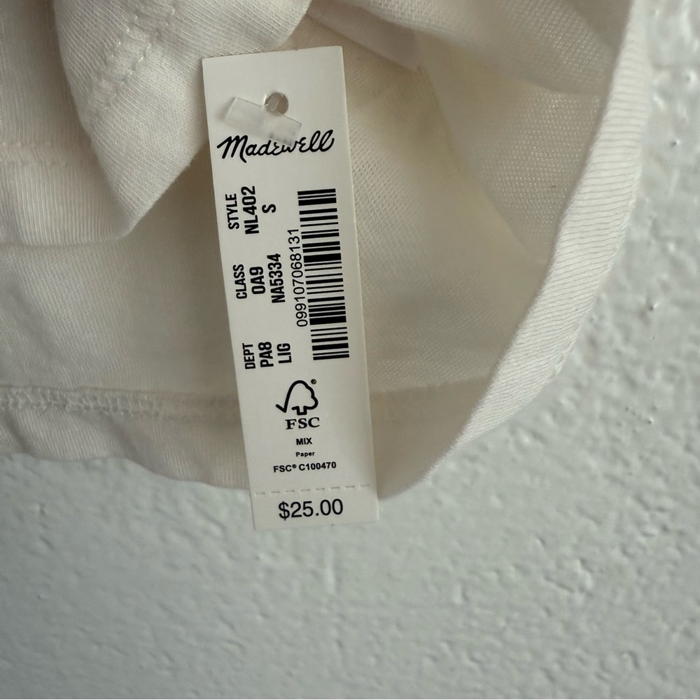 Madewell Women’s Small Softfade Cotton Crop Tee White Offwhite NWT - Picture 4 of 7